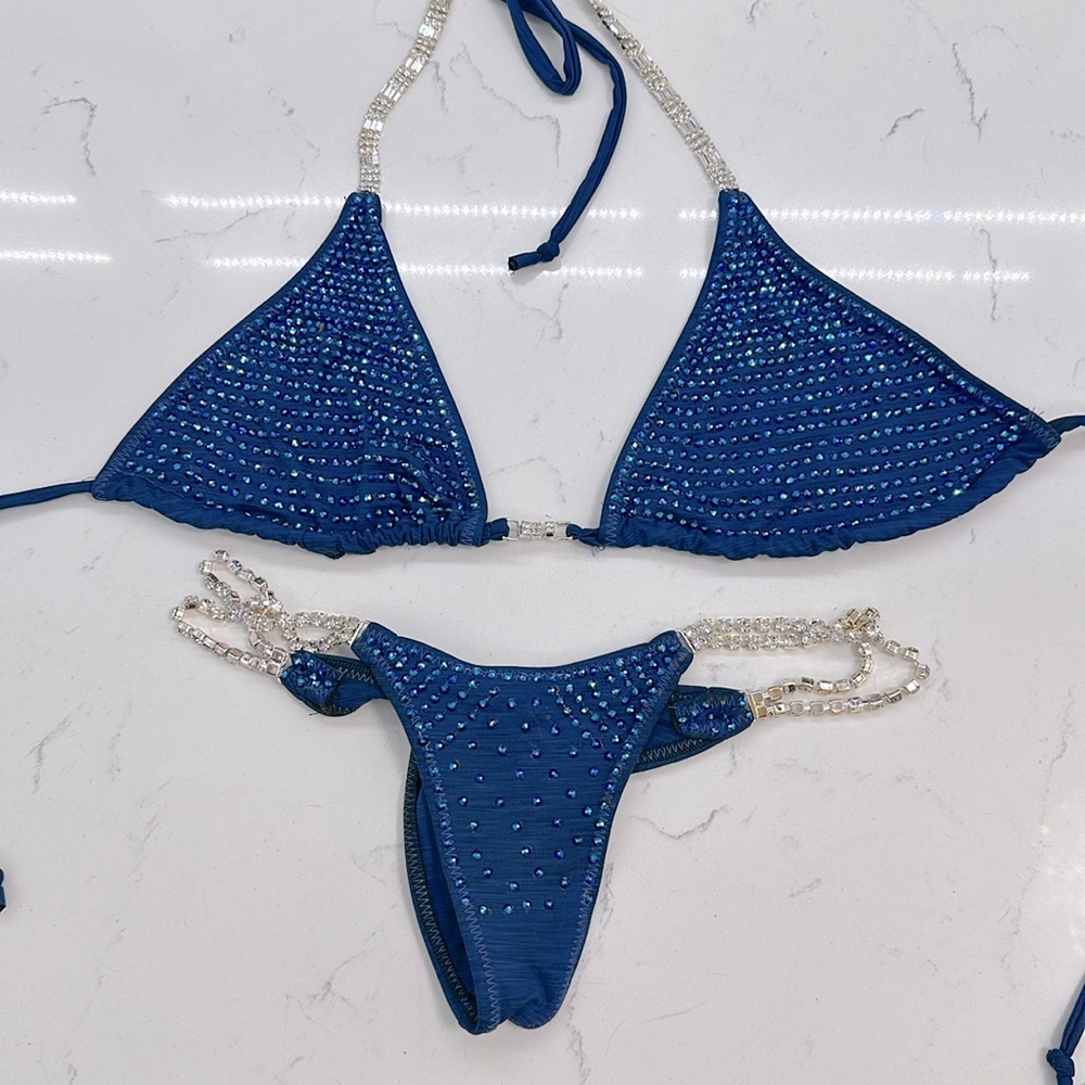 Handmade bikini competion suit worn once with high quality rhinestones